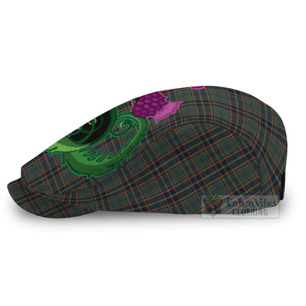 Antrim County Ireland Tartan Flat Cap, Jeff Cap Traditional Scottish Thistle