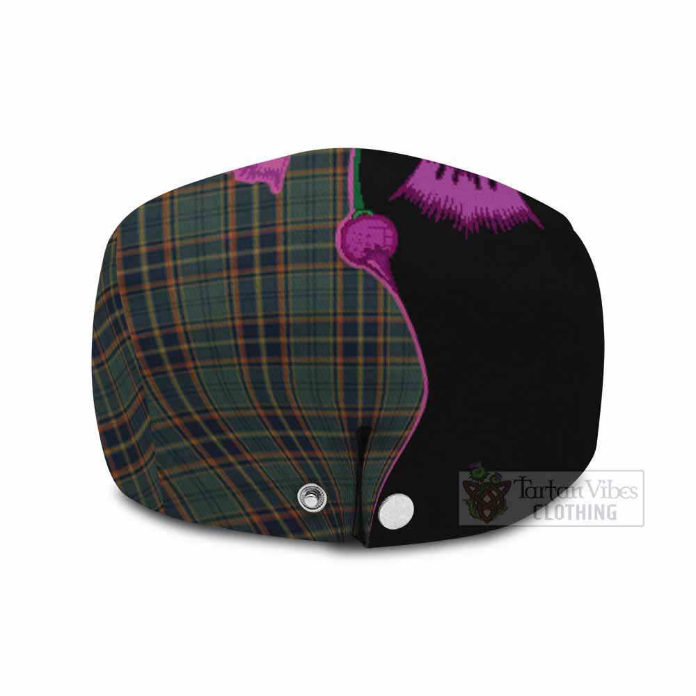 Antrim County Ireland Tartan Flat Cap, Jeff Cap Traditional Scottish Thistle