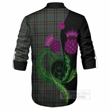 Antrim County Ireland Tartan Ghillie Shirt Traditional Scottish Thistle