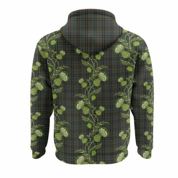 Antrim County Ireland Tartan Hoodie Seamless Scottish Thistle Flowers