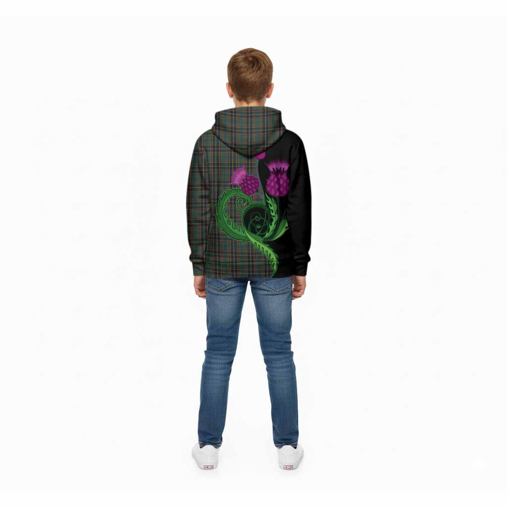 Antrim County Ireland Tartan Kid Hoodie Traditional Scottish Thistle
