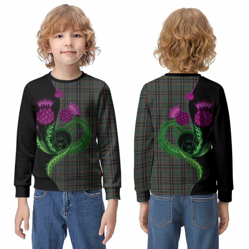 Antrim County Ireland Tartan Kid Knitted Sweatshirt Traditional Scottish Thistle