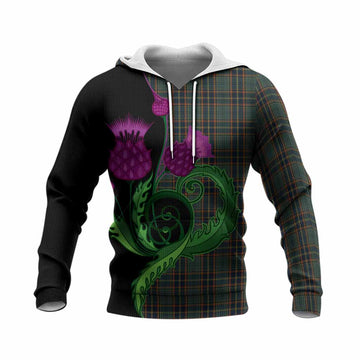 Antrim County Ireland Tartan Knitted Hoodie Traditional Scottish Thistle