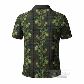 Antrim County Ireland Tartan Polo Shirt Seamless Scottish Thistle Flowers