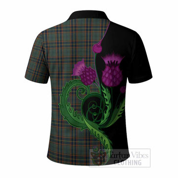 Antrim County Ireland Tartan Polo Shirt Traditional Scottish Thistle