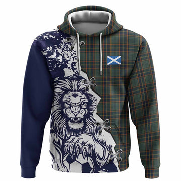 Antrim County Ireland Tartan Scottish Hoodie Angry Lion With Soccer Ball Style