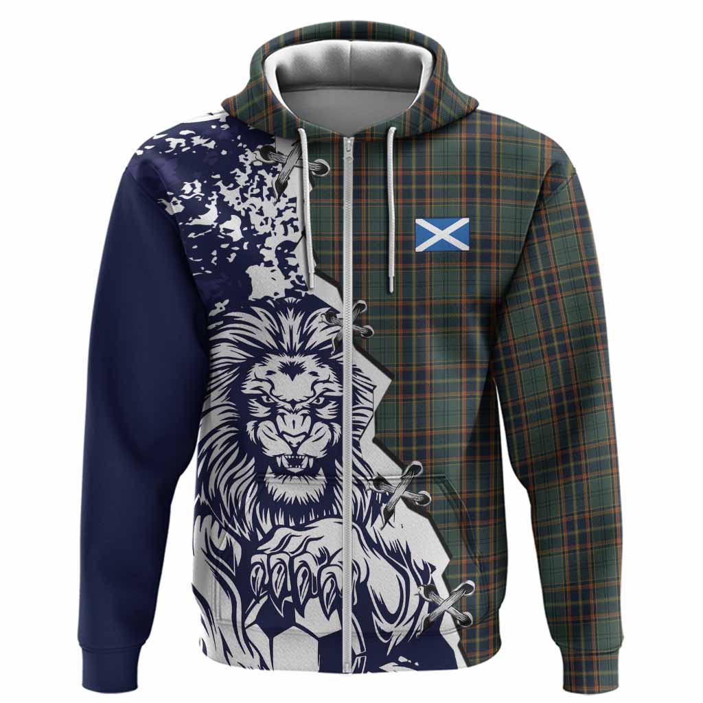 Antrim County Ireland Tartan Scottish Hoodie Angry Lion With Soccer Ball Style