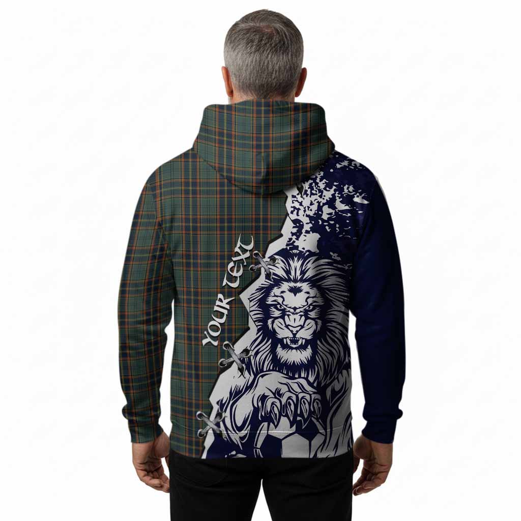Antrim County Ireland Tartan Scottish Hoodie Angry Lion With Soccer Ball Style