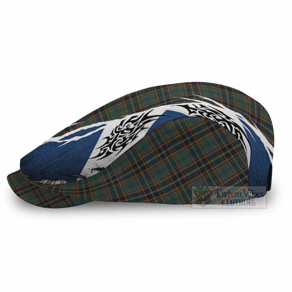 Antrim Tartan Flat Cap, Jeff Cap Scotland Flag Ripped Tribal Design