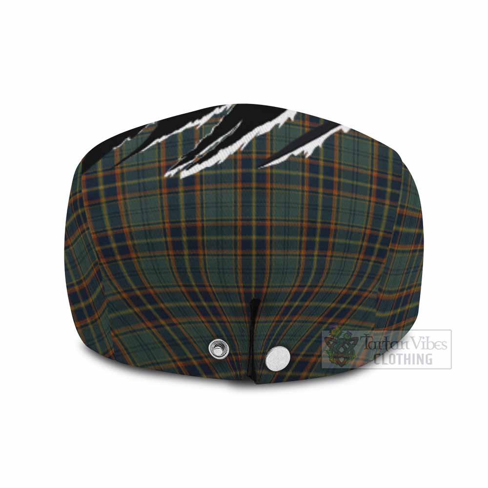 Antrim Tartan Loch Ness Monster Flat Cap, Jeff Cap Celtic Knot Nessie Art