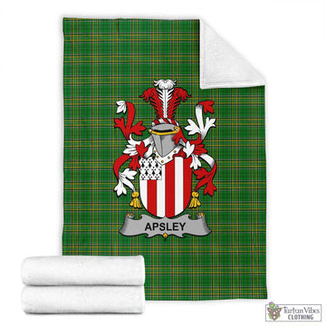 Tartan Vibes Clothing Apsley Irish Clan Tartan Blanket with Coat of Arms