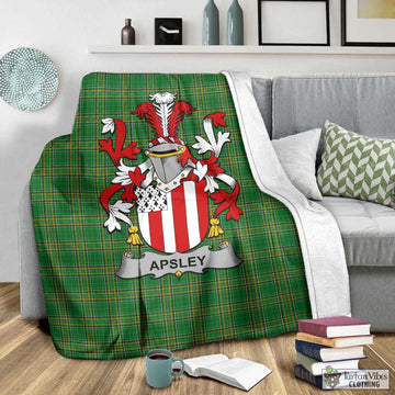 Tartan Vibes Clothing Apsley Irish Clan Tartan Blanket with Coat of Arms