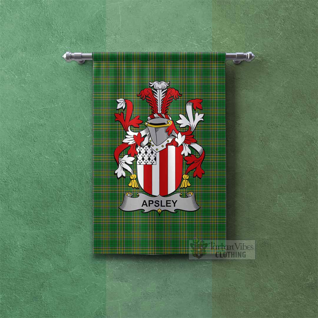 Tartan Vibes Clothing Apsley Irish Clan Tartan Gonfalon, Tartan Banner with Coat of Arms