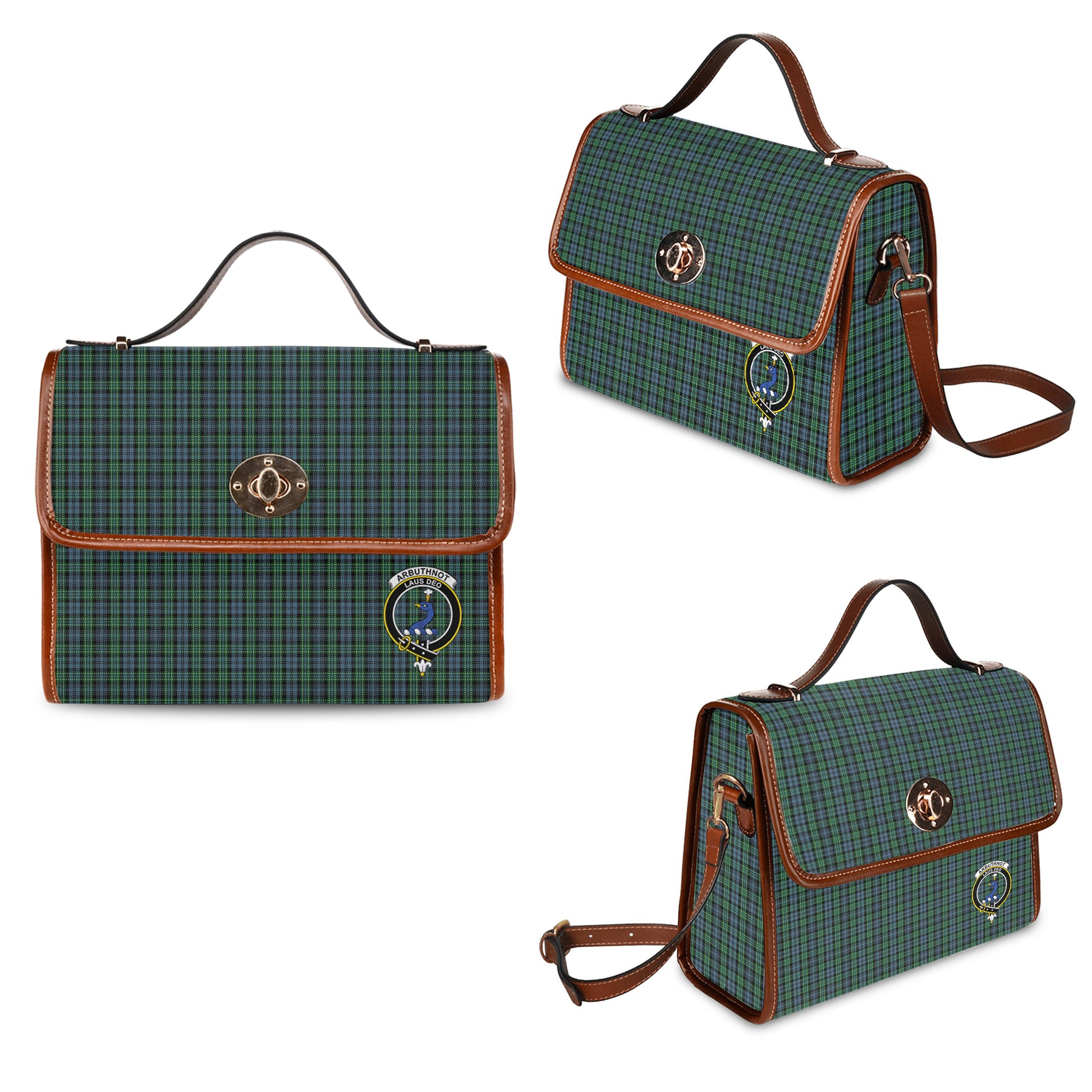 Arbuthnot Tartan Waterproof Canvas Bag with Family Crest One Size 10.5*20*27cm - Tartan Vibes Clothing