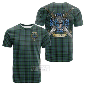 Tartan Vibes Clothing Arbuthnot Tartan Cotton T-shirt with Family Crest Celtic Skull Style
