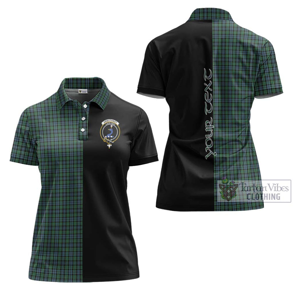 Arbuthnot Tartan Women's Polo Shirt with Family Crest and Half Of Me Style Women - Tartanvibesclothing Shop
