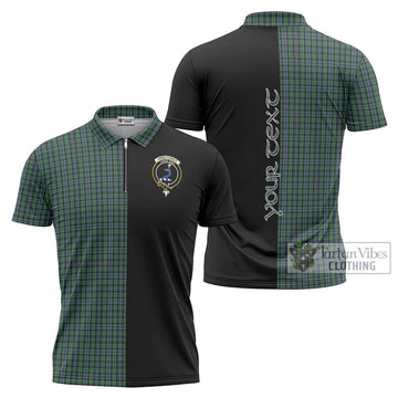 Arbuthnot Tartan Zipper Polo Shirt with Family Crest and Half Of Me Style Unisex - Tartanvibesclothing Shop