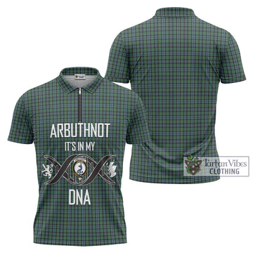 Arbuthnot Tartan Zipper Polo Shirt with Family Crest DNA In Me Style Unisex - Tartanvibesclothing Shop
