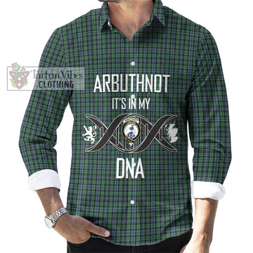 Arbuthnot Tartan Long Sleeve Button Shirt with Family Crest DNA In Me Style Men's Shirt S - Tartanvibesclothing Shop