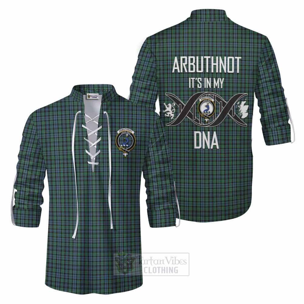 Tartan Vibes Clothing Arbuthnot Tartan Ghillie Kilt Shirt with Family Crest DNA In Me Style