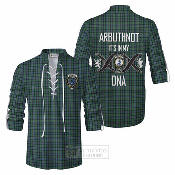 Tartan Vibes Clothing Arbuthnot Tartan Ghillie Kilt Shirt with Family Crest DNA In Me Style