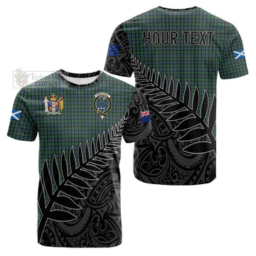 Tartan Vibes Clothing Arbuthnot Crest Tartan Cotton T-shirt with New Zealand Silver Fern Half Style