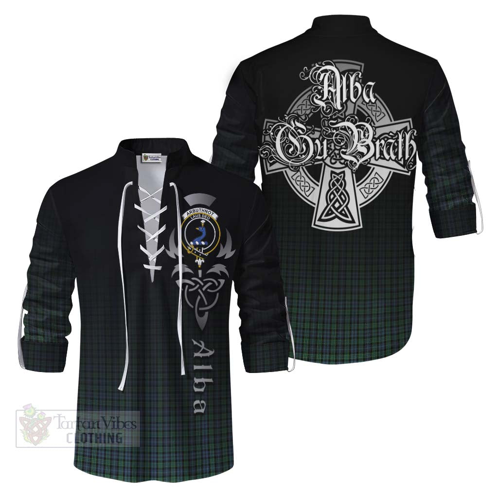 Tartan Vibes Clothing Arbuthnot Tartan Ghillie Kilt Shirt Featuring Alba Gu Brath Family Crest Celtic Inspired