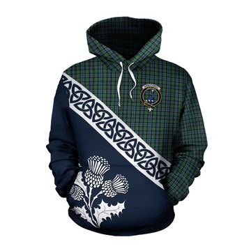 Tartan Vibes Clothing Arbuthnot Tartan Cotton Hoodie Featuring Thistle and Scotland Map