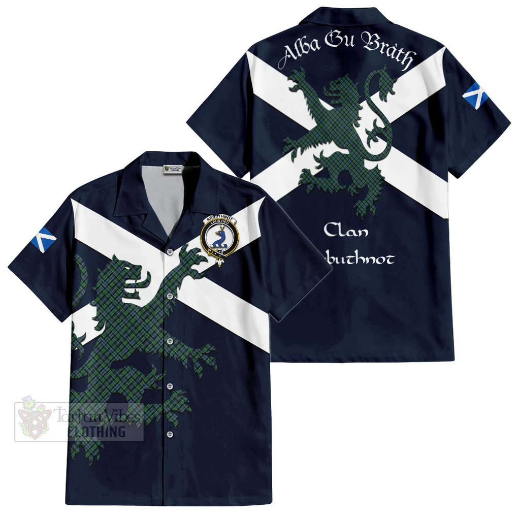 Tartan Vibes Clothing Arbuthnot Tartan Lion Rampant Short Sleeve Button Shirt – Proudly Display Your Heritage with Alba Gu Brath and Clan Name