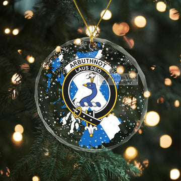 Arbuthnot Clan Crest Christmas Glass Ornament with Scotland Map