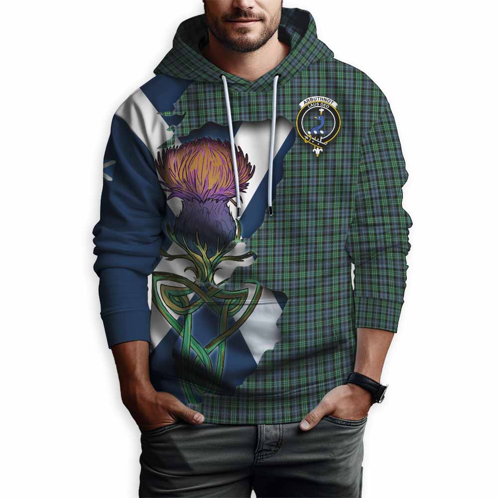 Tartan Vibes Clothing Arbuthnot Tartan Family Crest Hoodie Scottish Thistle Celtic Inspired