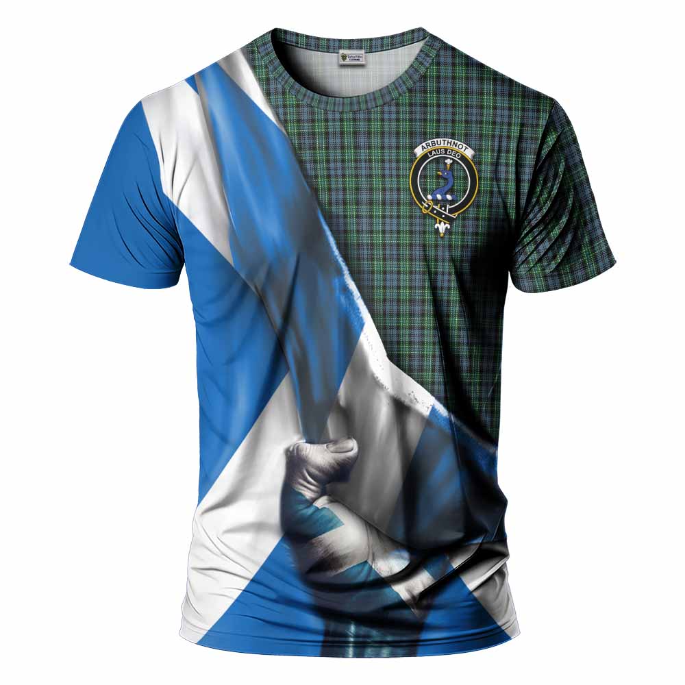 Tartan Vibes Clothing Arbuthnot Tartan T-Shirt with Family Crest Scotland Patriotic Style