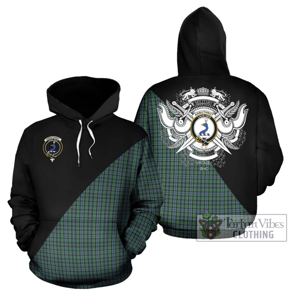 Arbuthnot Tartan Hoodie with Family Crest and Military Logo Style Zip Hoodie - Tartanvibesclothing Shop