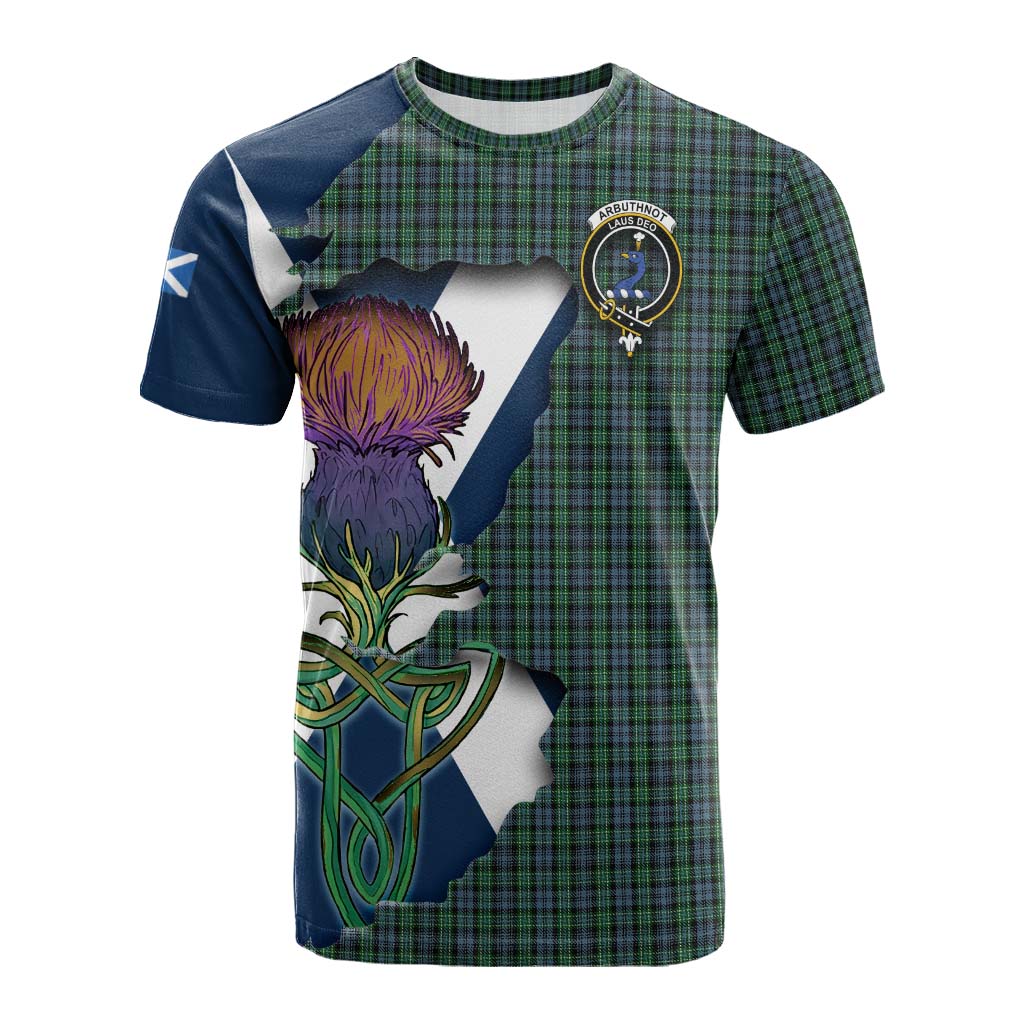 Tartan Vibes Clothing Arbuthnot Tartan Family Crest Cotton T-shirt Scottish Thistle Celtic Inspired