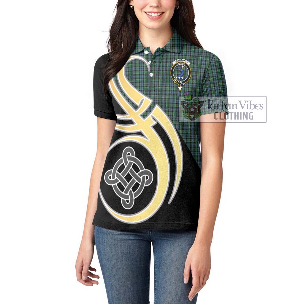 Arbuthnot Tartan Women's Polo Shirt with Family Crest and Celtic Symbol Style Women - Tartan Vibes Clothing