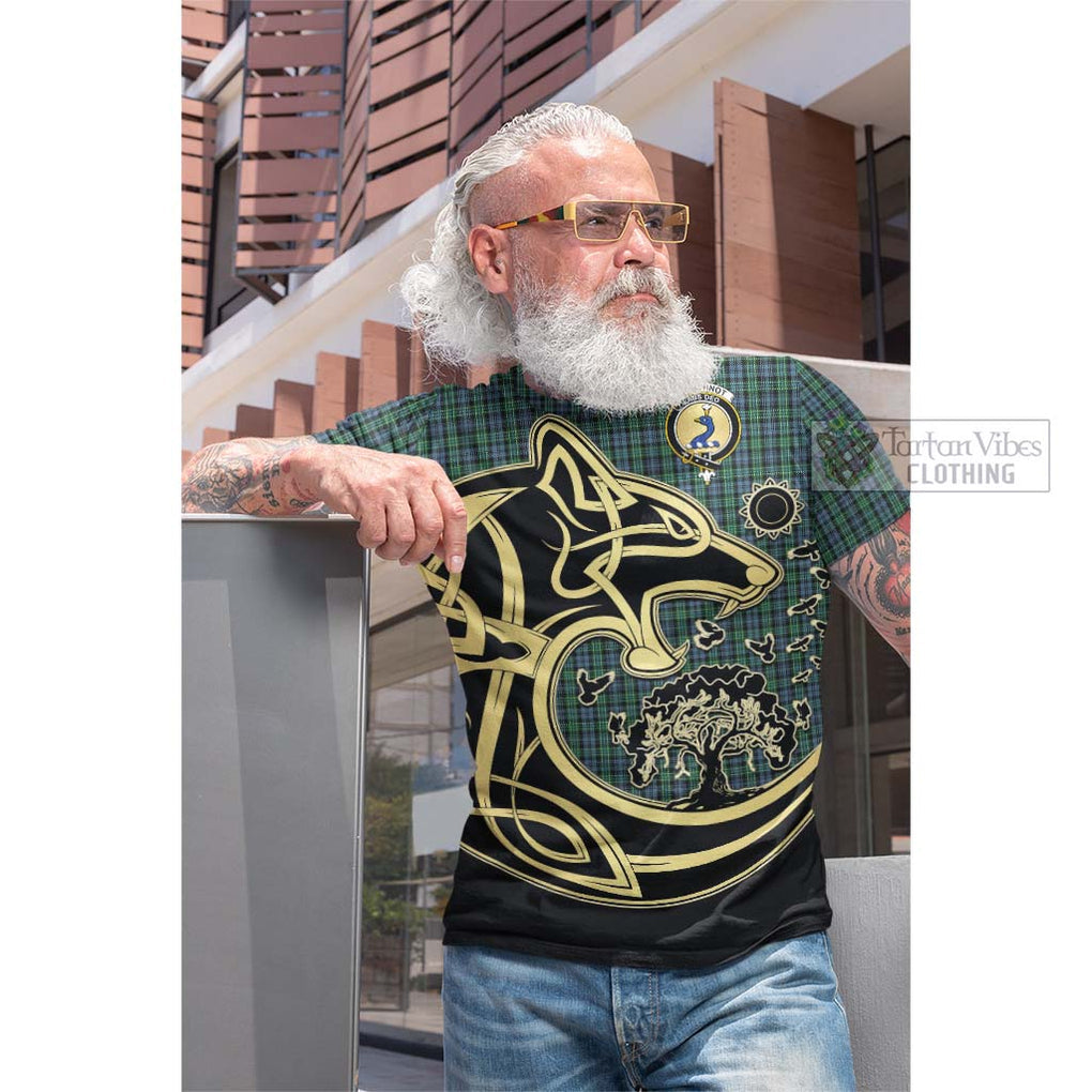 Tartan Vibes Clothing Arbuthnot Tartan Cotton T-shirt with Family Crest Celtic Wolf Style