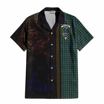 Tartan Vibes Clothing Arbuthnot Tartan Family Crest Short Sleeve Button Shirt Alba Gu Brath Be Brave Lion Ancient Style