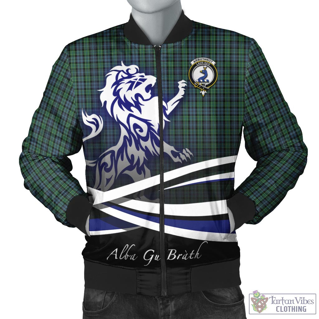 Arbuthnot Tartan Bomber Jacket with Alba Gu Brath Regal Lion Emblem Unisex - Tartan Vibes Clothing
