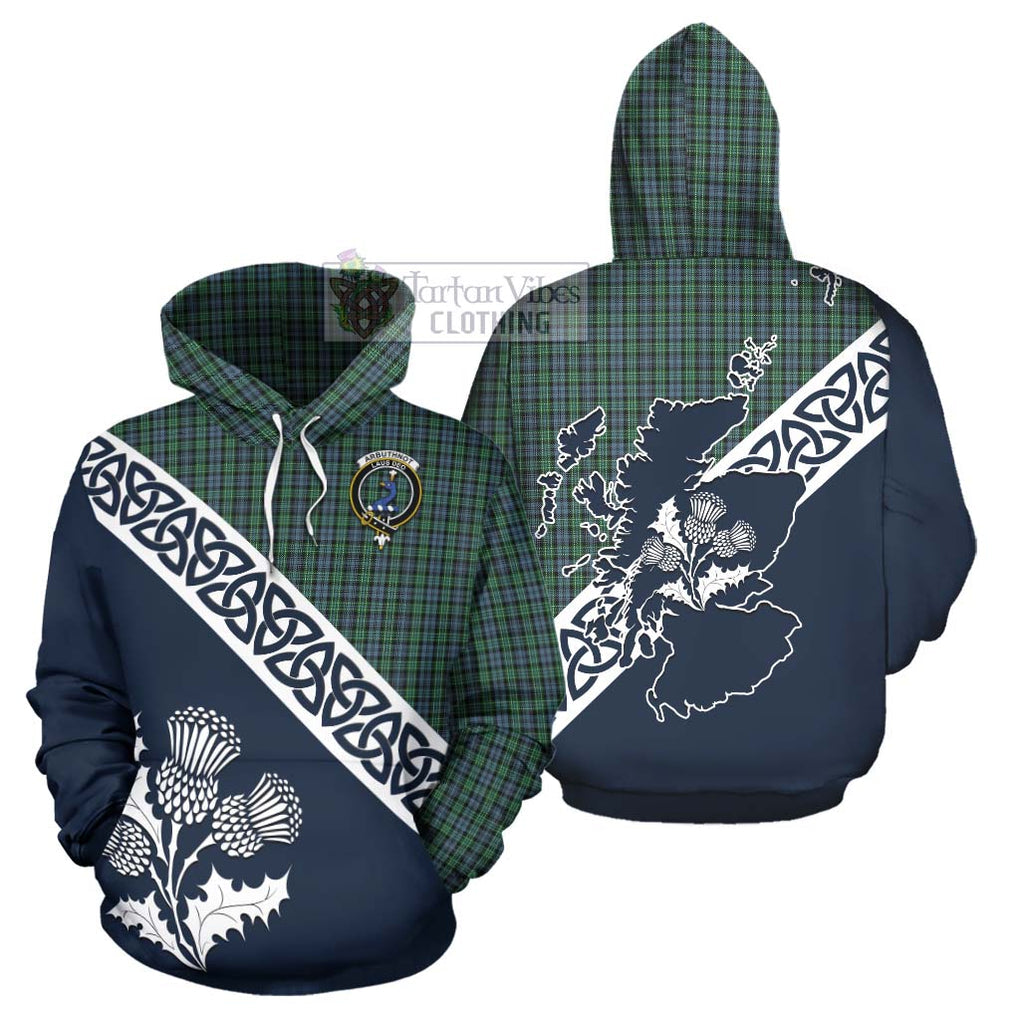 Tartan Vibes Clothing Arbuthnot Tartan Hoodie Featuring Thistle and Scotland Map
