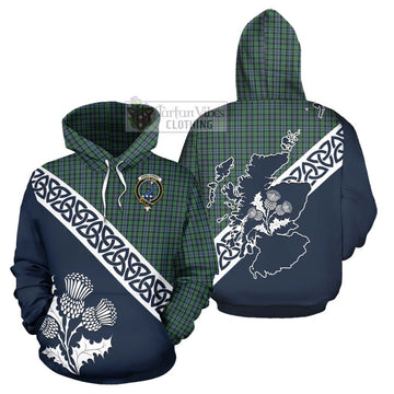 Tartan Vibes Clothing Arbuthnot Tartan Hoodie Featuring Thistle and Scotland Map