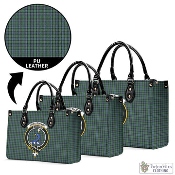 Arbuthnot Tartan Luxury Leather Handbags with Family Crest L - Tartan Vibes Clothing