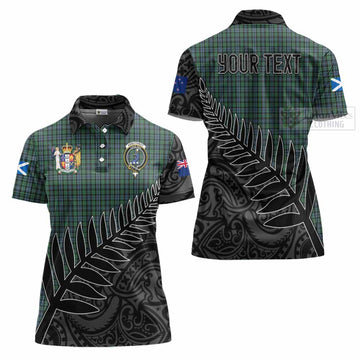 Tartan Vibes Clothing Arbuthnot Crest Tartan Women's Polo Shirt with New Zealand Silver Fern Half Style