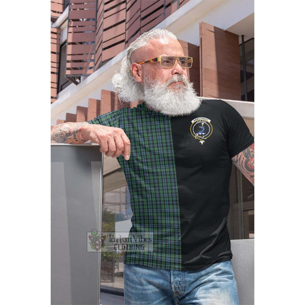 Tartan Vibes Clothing Arbuthnot Tartan Cotton T-shirt with Family Crest and Half Of Me Style