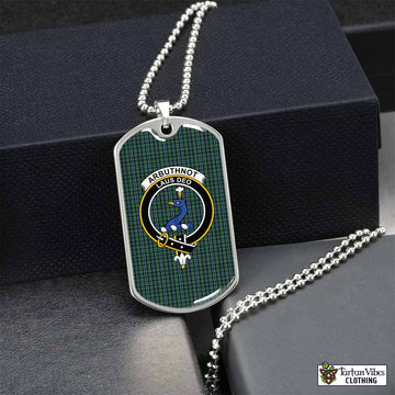 Tartan Vibes Clothing Arbuthnot Tartan Dog Tag Necklace with Family Crest