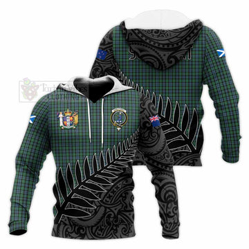 Tartan Vibes Clothing Arbuthnot Crest Tartan Knitted Hoodie with New Zealand Silver Fern Half Style