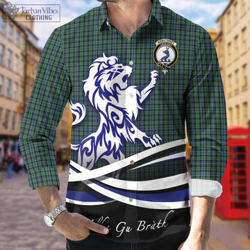 Arbuthnot Tartan Long Sleeve Button Up Shirt with Alba Gu Brath Regal Lion Emblem