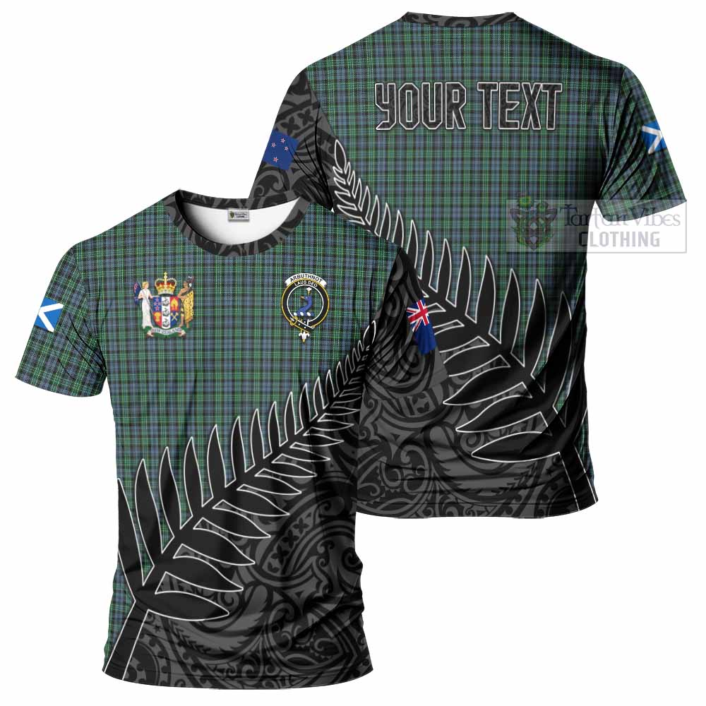 Tartan Vibes Clothing Arbuthnot Crest Tartan T-Shirt with New Zealand Silver Fern Half Style