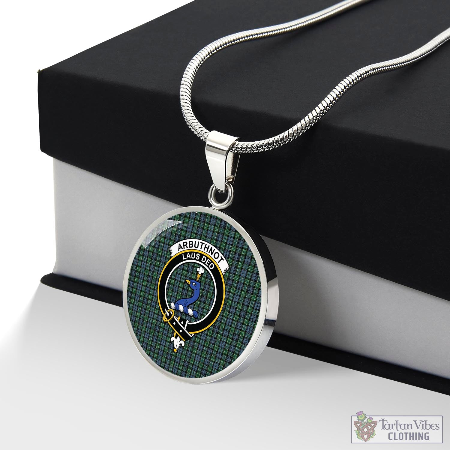 Arbuthnot Tartan Circle Necklace with Family Crest Luxury Necklace (Silver) No - Tartan Vibes Clothing