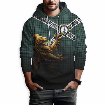 Tartan Vibes Clothing Arbuthnot Crest Tartan Hoodie with Golden Lion Emblem Celtic Style