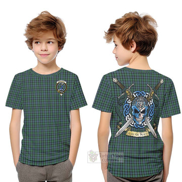 Tartan Vibes Clothing Arbuthnot Tartan Kid T-Shirt with Family Crest Celtic Skull Style